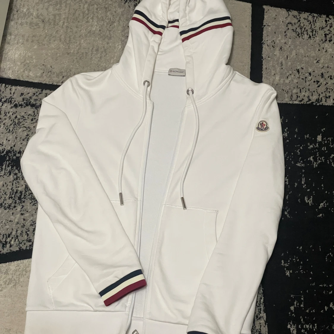 Vit Moncler hoodie med dragkedja - 2