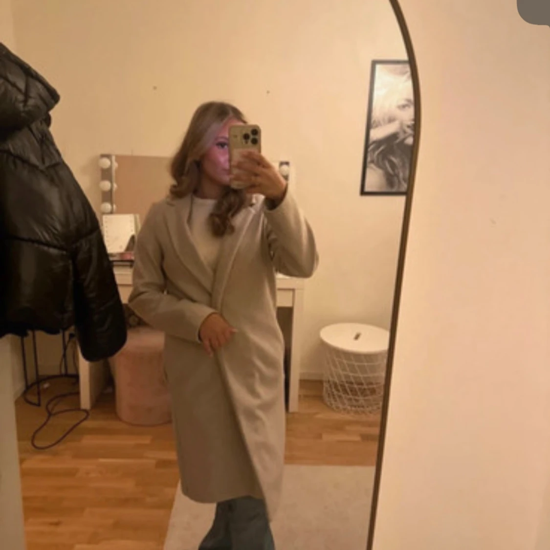 Beige kappa i ullmix - 2