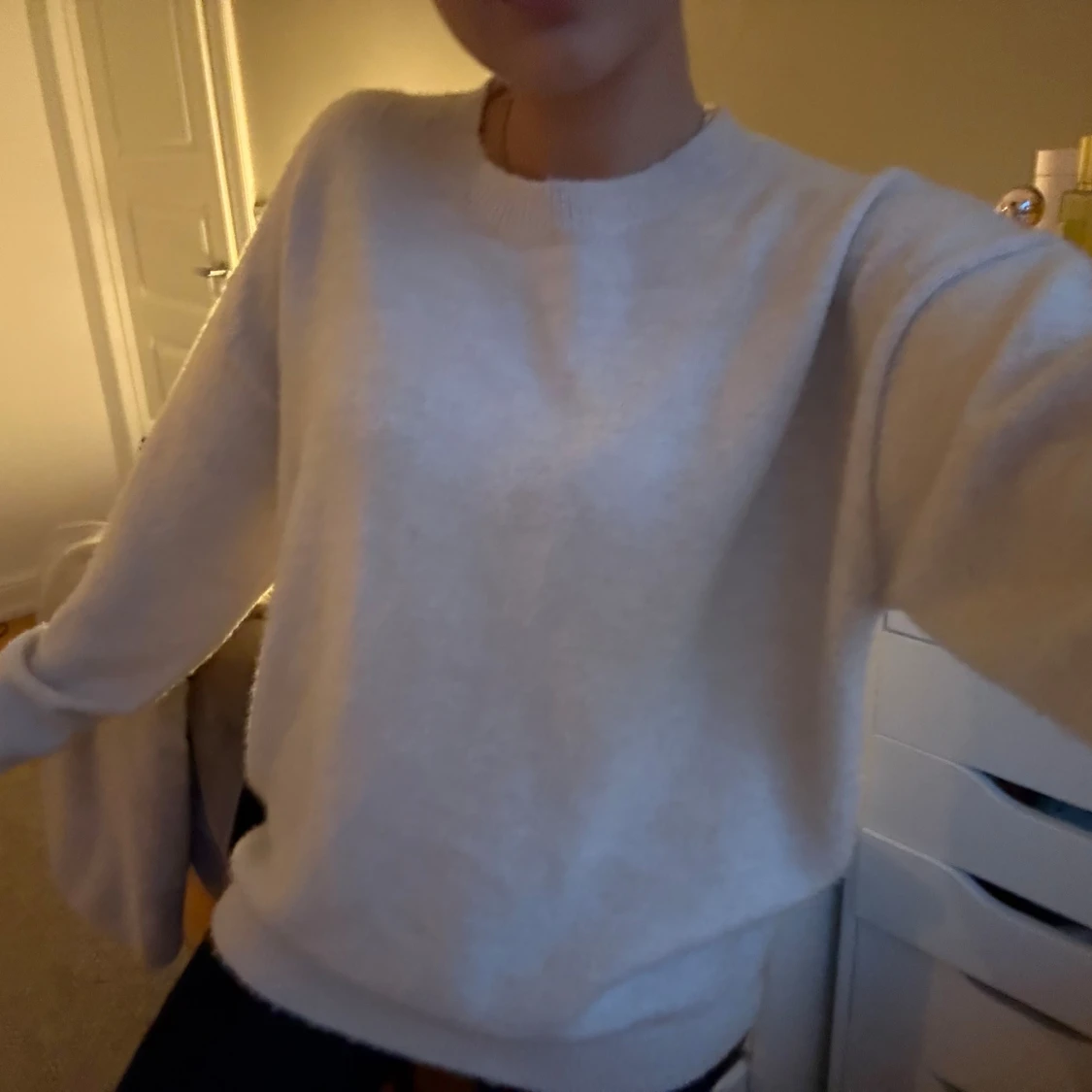 Beige oversized stickad tröja - 1