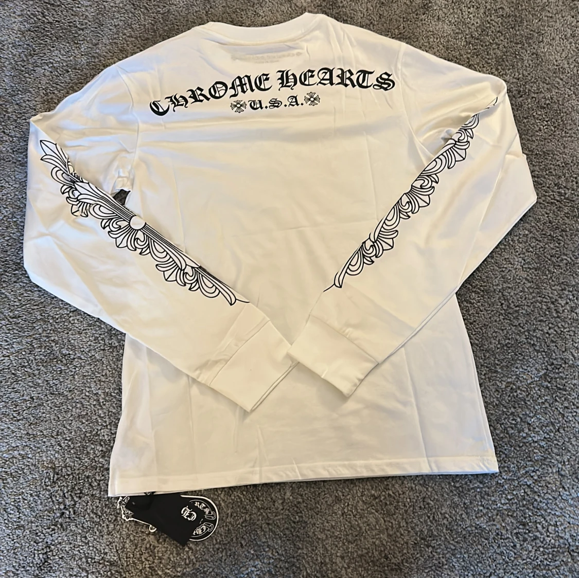 Vit långärmad Chrome Hearts tröja - 4