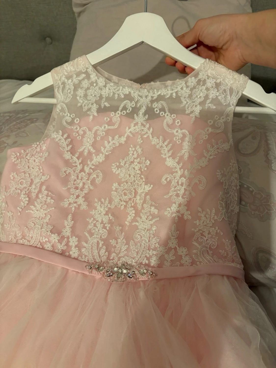 Ljusrosa långklänning med spets( flickkläder) - 4