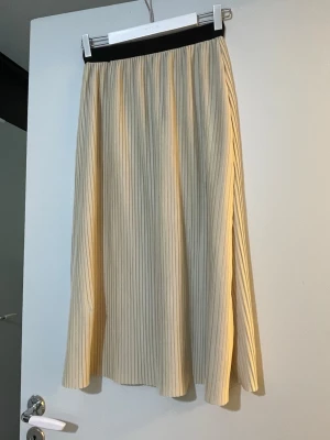 Plisserad beige  från VILA - Säljer en snygg kjol i beige från VILA. Kjolen har ett elastiskt midjeband och är gjord i ett lätt, flowy material som ger ett stilrent intryck. Perfekt för dig som gillar klassiska och enkla plagg med en twist.
