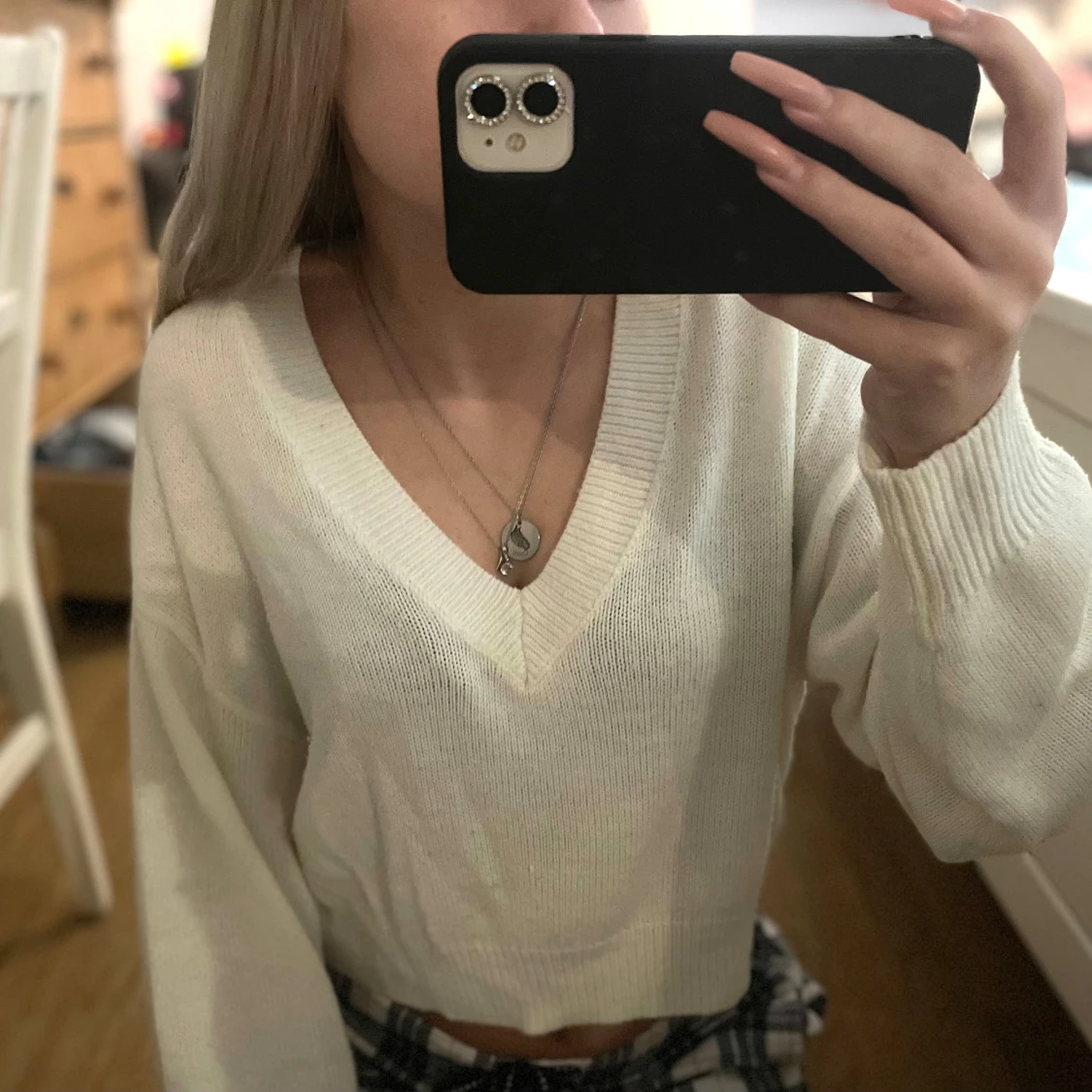 Vit stickad tröja  - 2