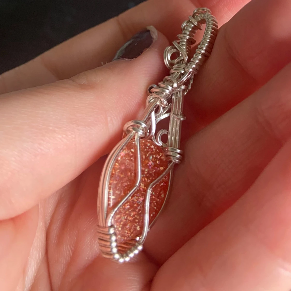 Silverberlock med droppformad sunstone - 3