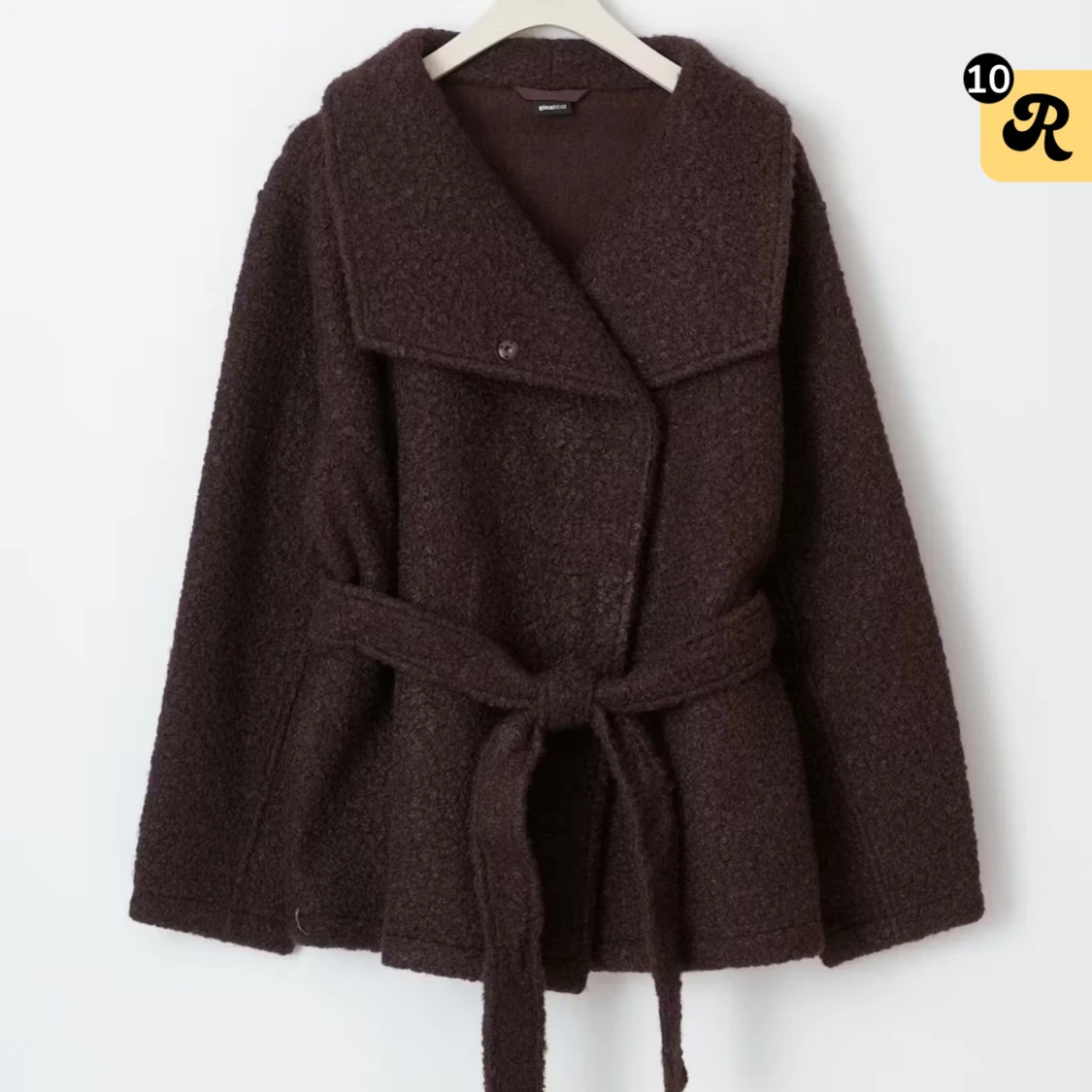 Mörkbrun teddy kappa med bälte 