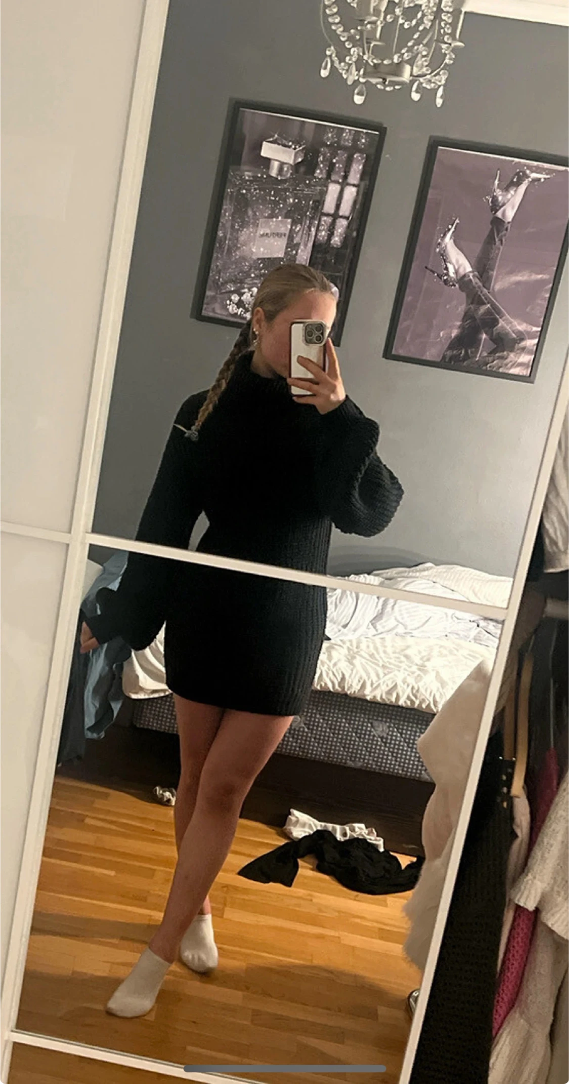 Svart stickad poloklänning NA-KD  - 4