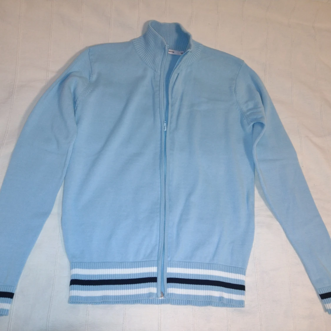 Ljusblå stickad y2k kofta med dragkedja, Y2K zip up sweater - M