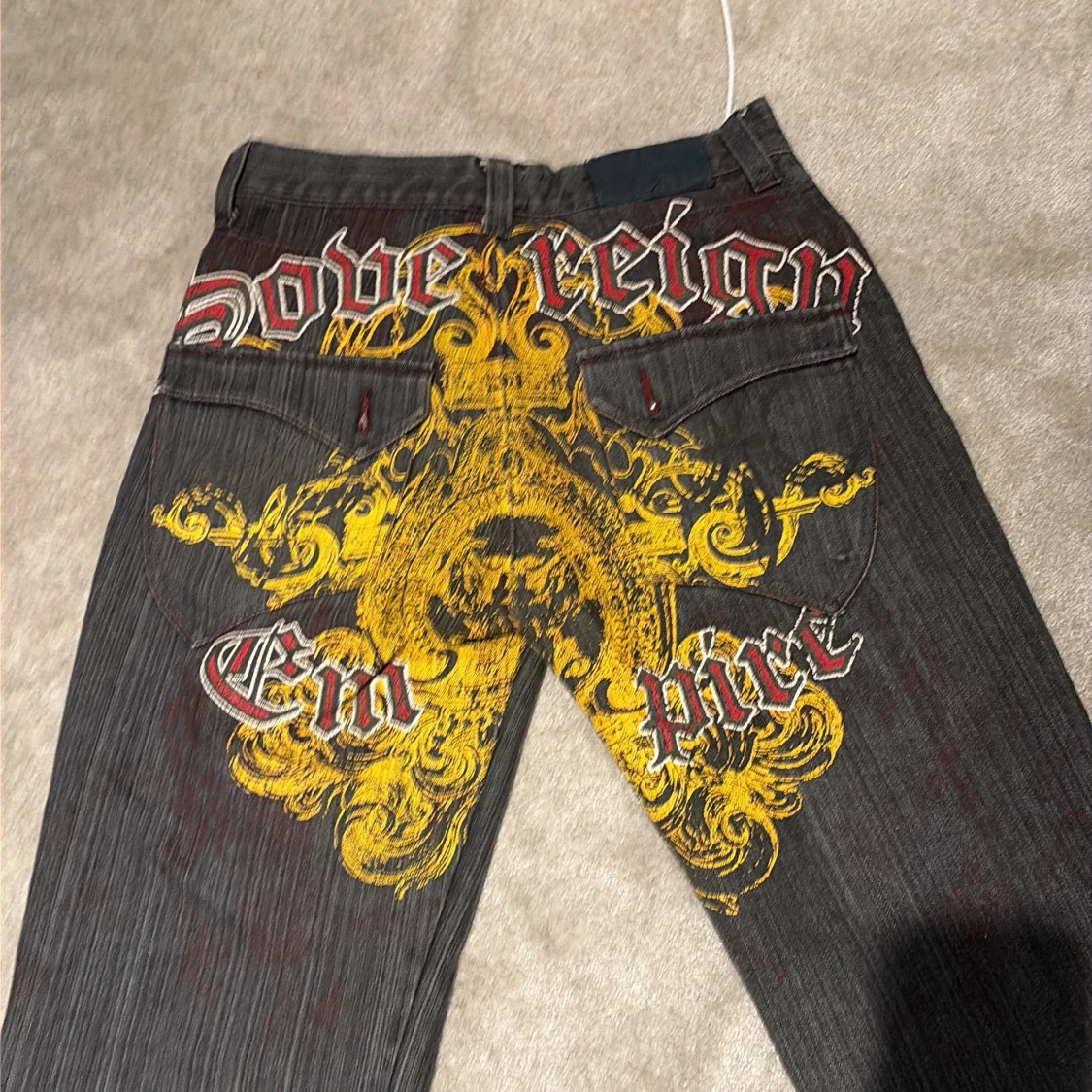 Rawblue jeans med gul print, 32/32 !!BUD!! - 2