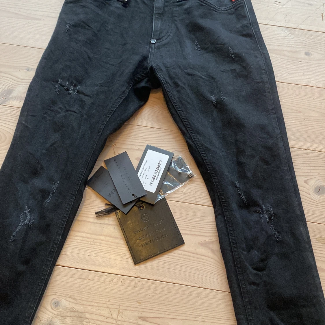 Svarta Philipp Plein slim jeans med döskalle - 1