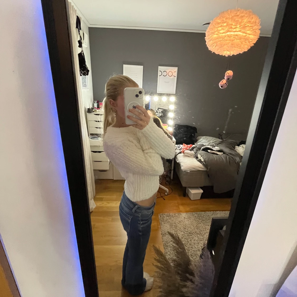 Vit stickad tröja - 2