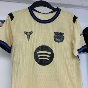 Barcelona Raphinha 11 fotbollströja Nike - Snygg beige Barcelona fotbollströja från Nike med svarta detaljer, klubbmärke och sponsorlogga på bröstet. Raphinha och nummer 11 på ryggen. Tröjan har korta ärmar och lila-svarta ränder vid krage och ärmslut. Perfekt för dig som älskar Barca och vill sticka ut. Hösttröja