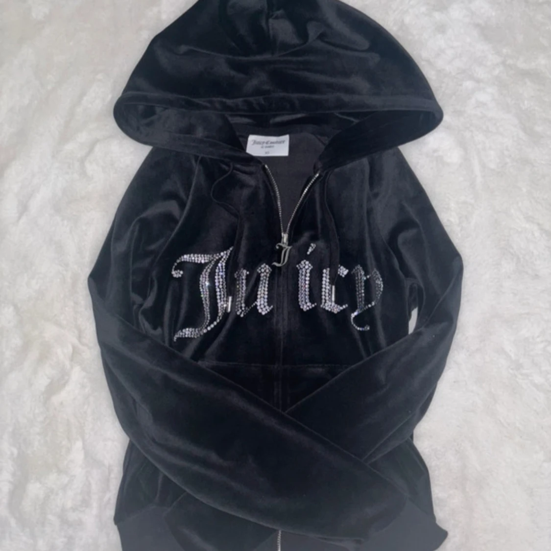 Svart velour hoodie Juicy Couture XS