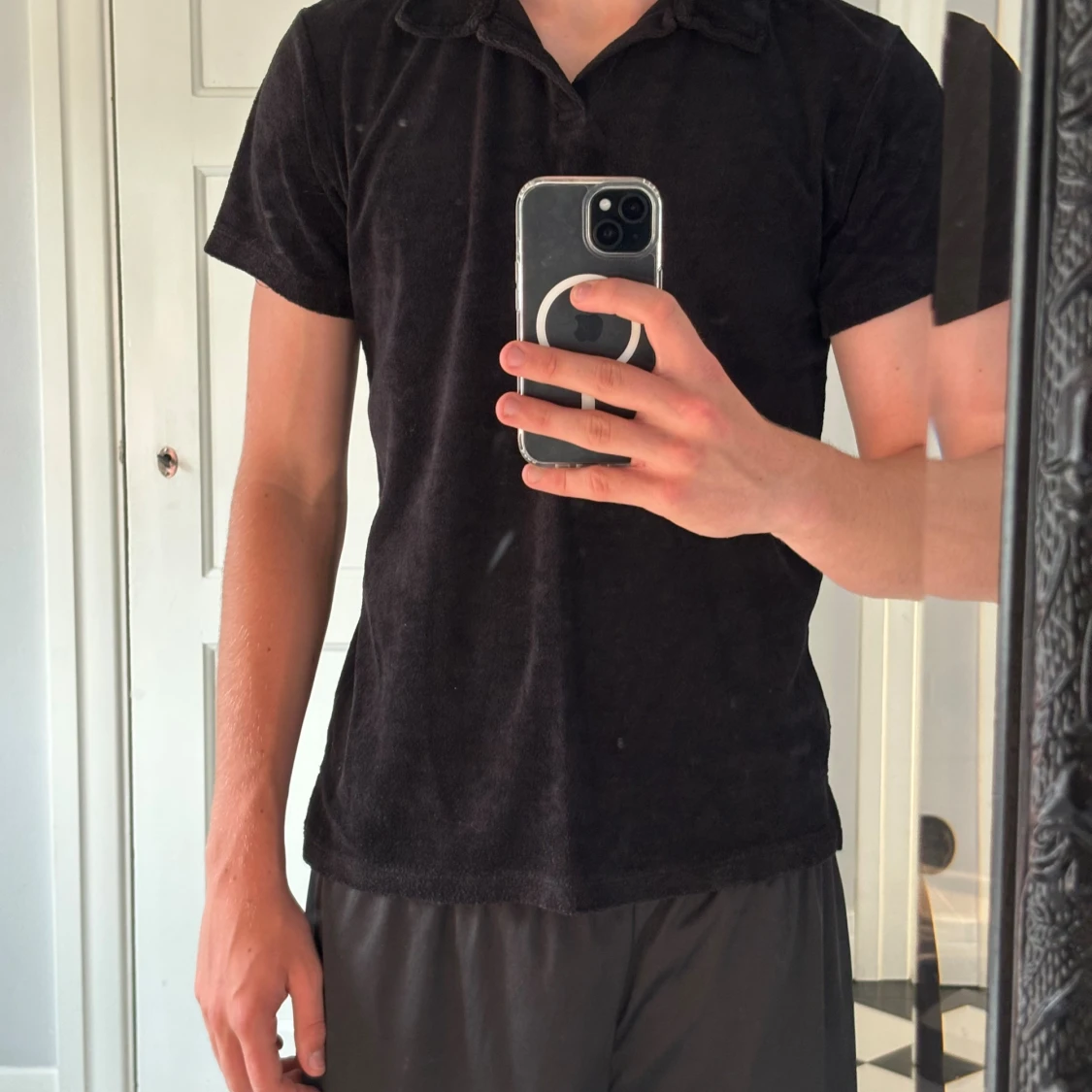 Svart frotté t-shirt från KappAhl - 1