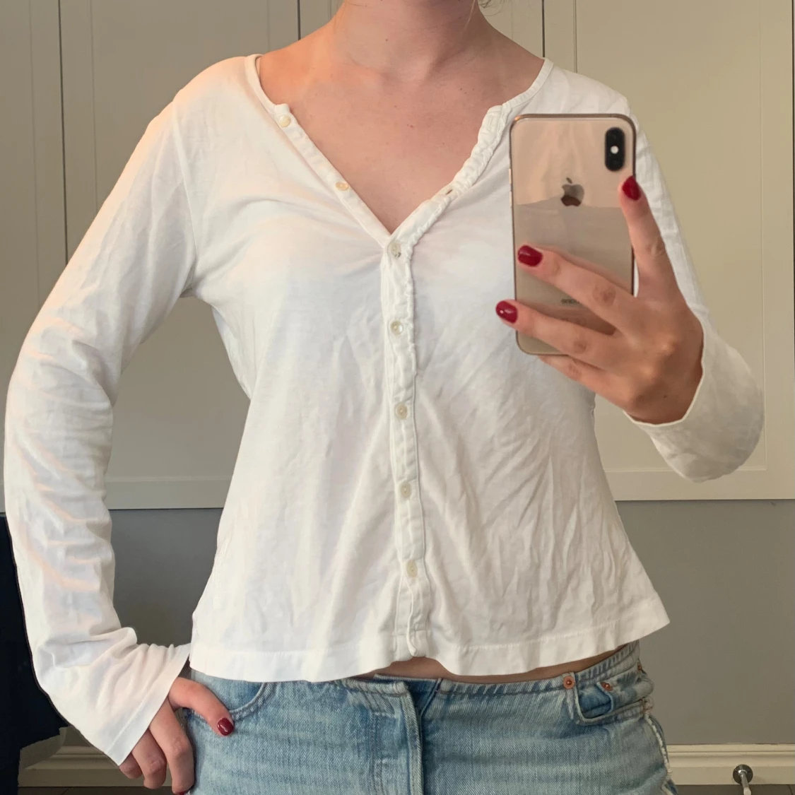 Vit Odd Molly blus med knappar - 3