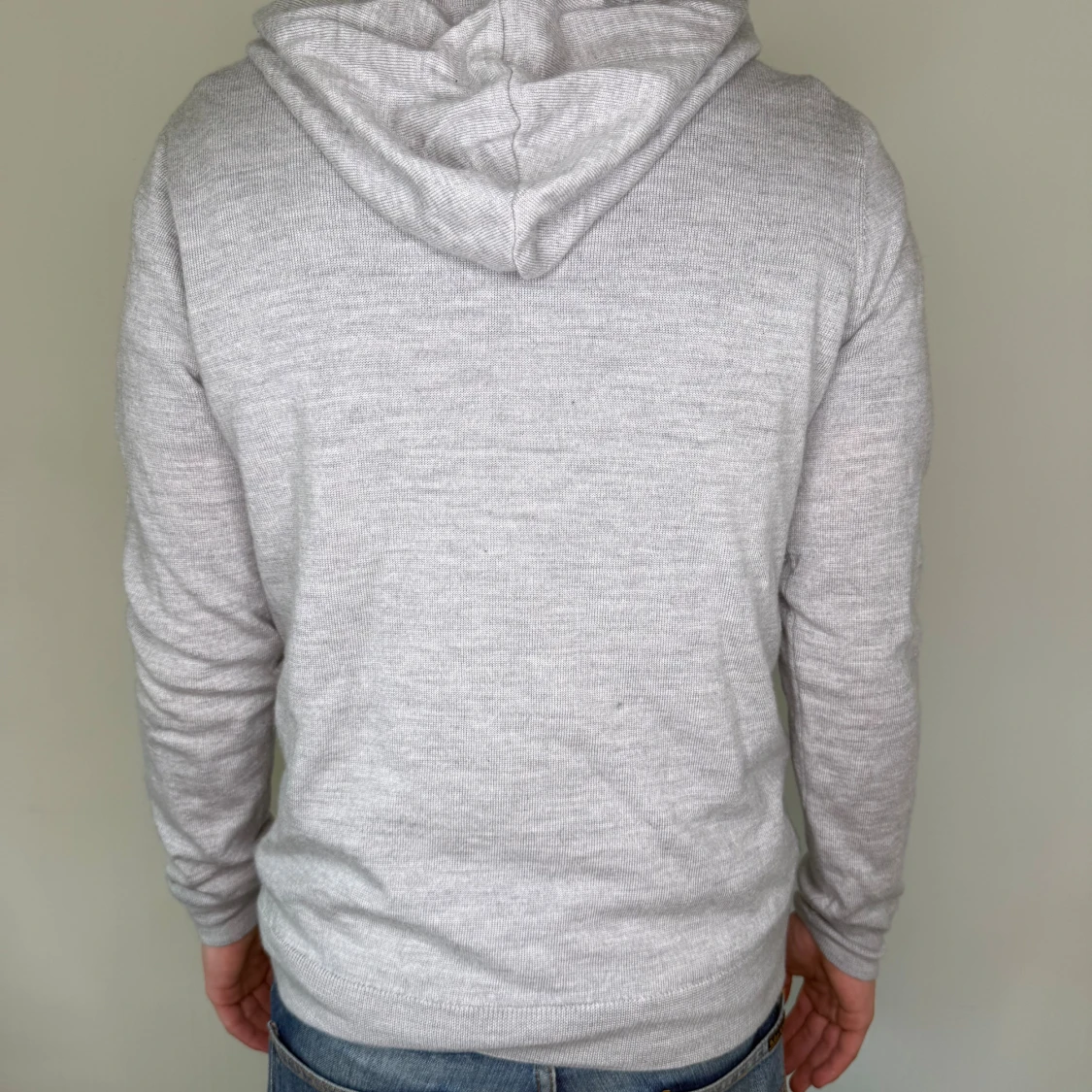 Ljusgrå 100% merinoull hoodie - 2