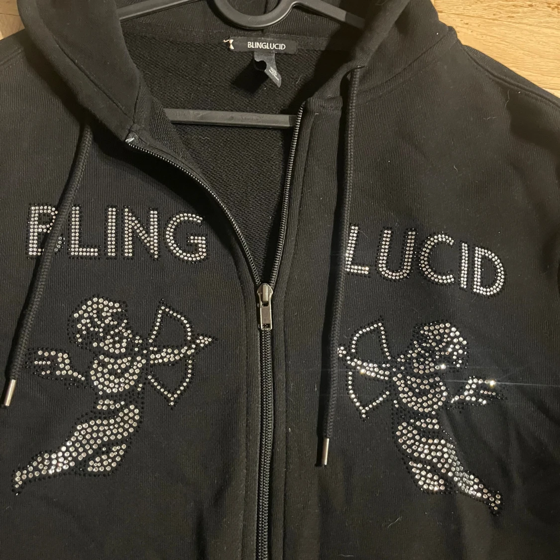 Rhinestone zip hoodie - 1