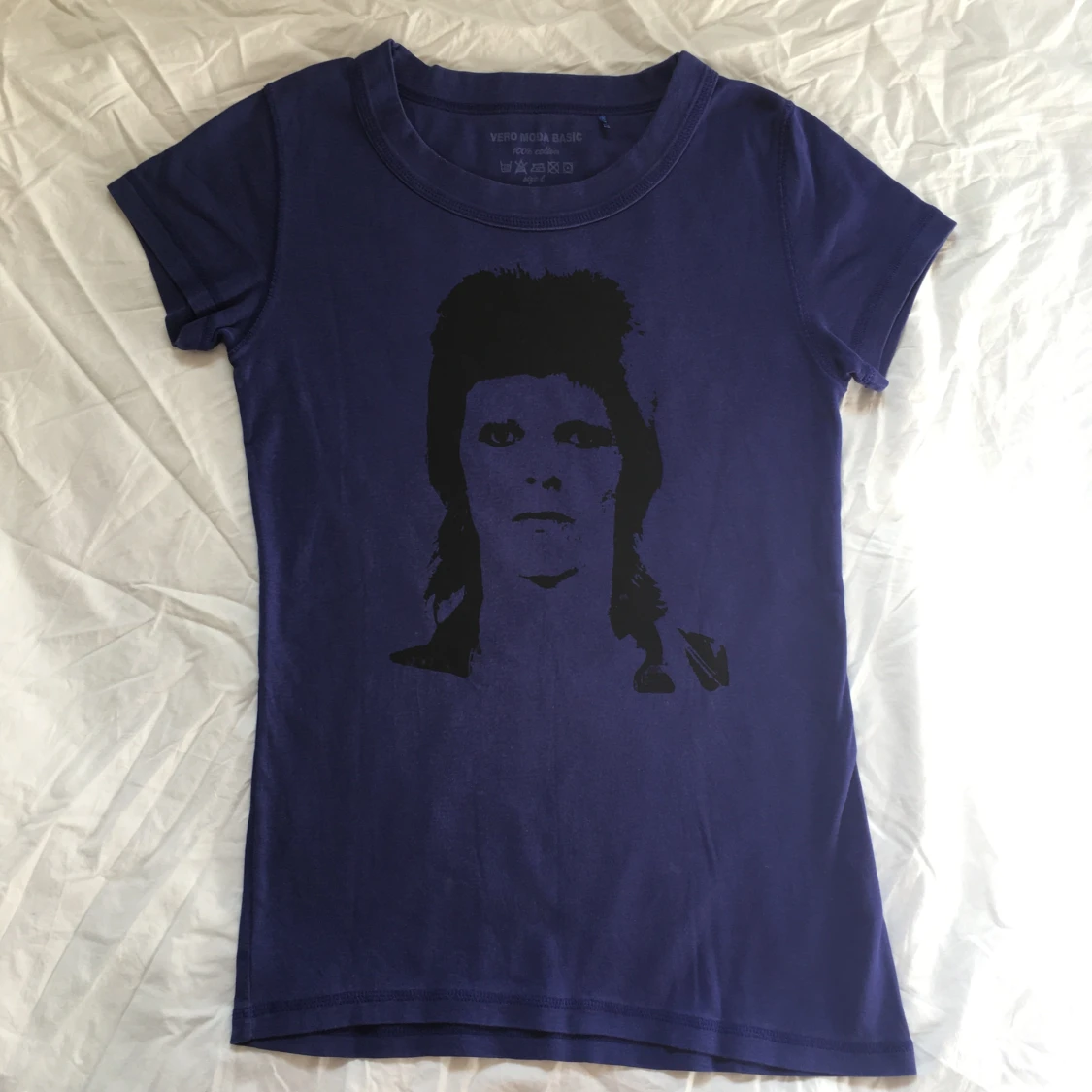 Mörklila David Bowie band tröja/ T-shirt med tryck/ Graphic topp  - 2