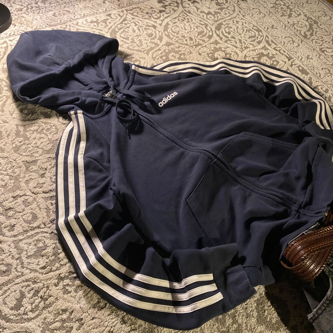 Mörkblå Adidas hoodie med dragkedja - 2