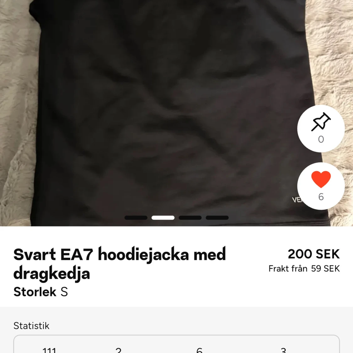 Svart hoodiejacka från EA7 Emporio Armani - 1