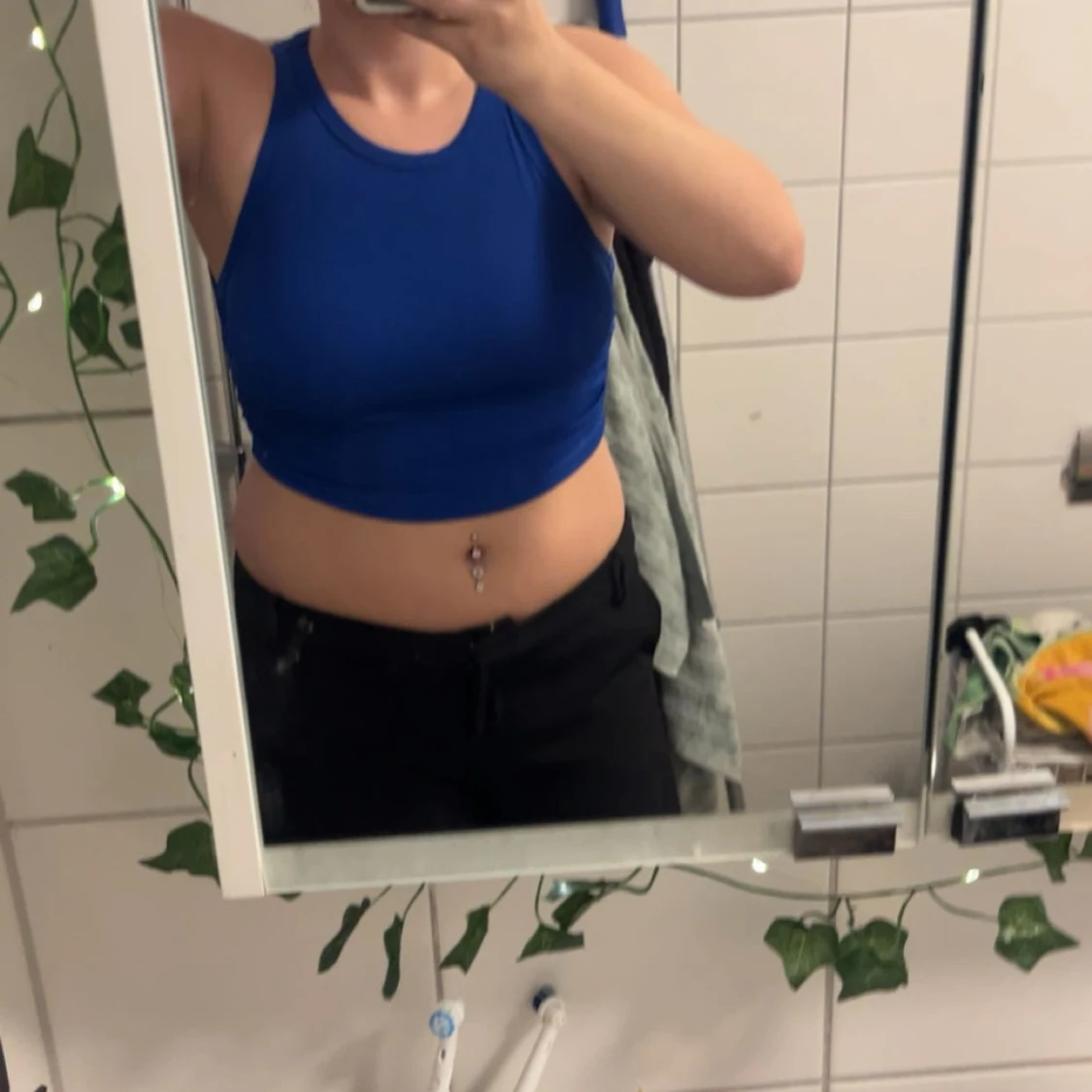 Blå croppad linnetopp - 2