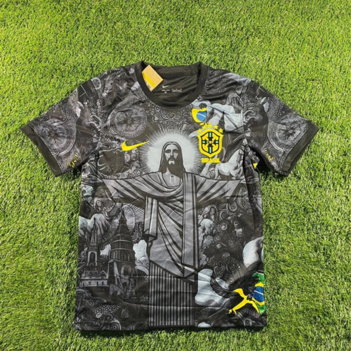 Svart Brasilien Nike Dri-FIT fotbollströja