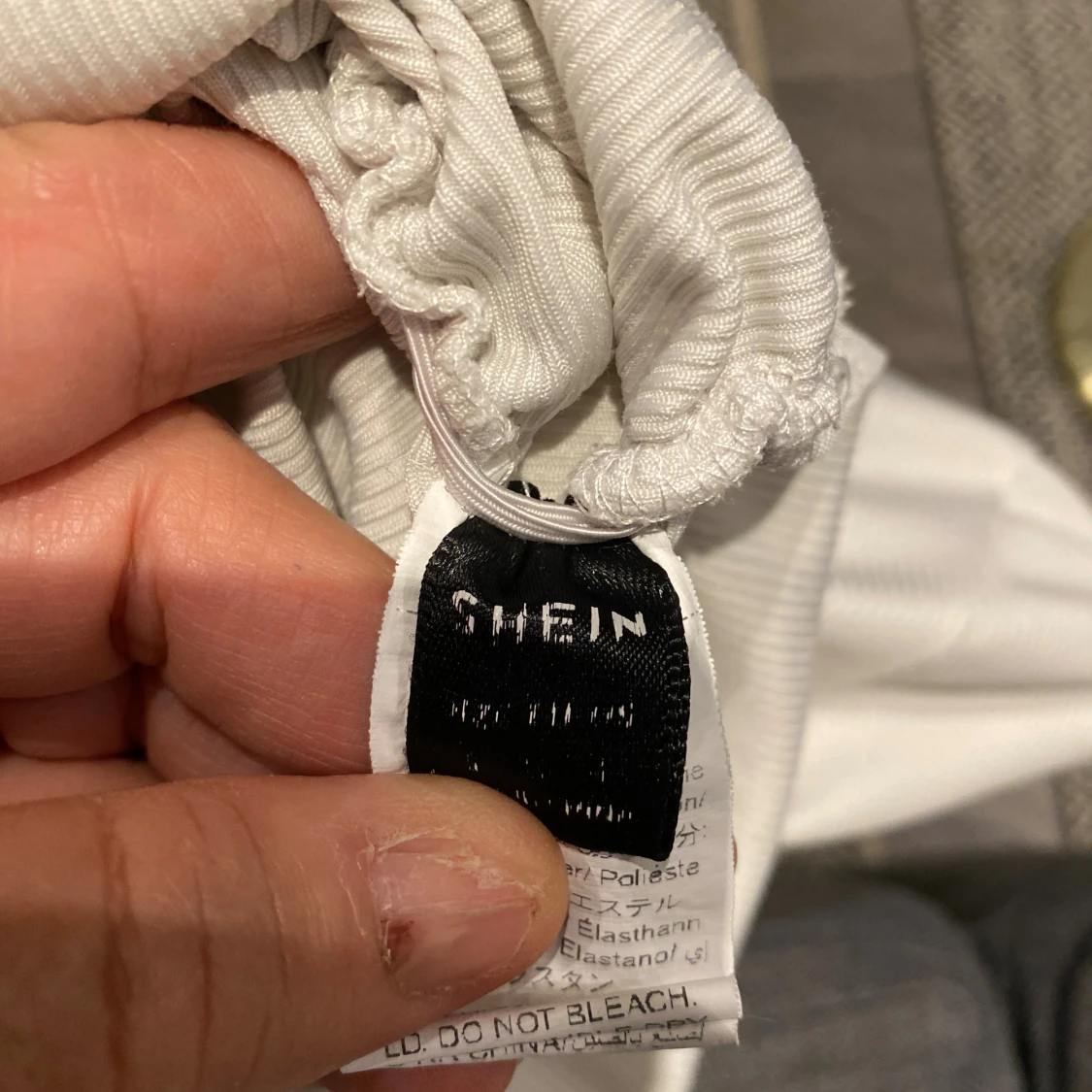 Vit ribbad långärmad topp från SHEIN - 2