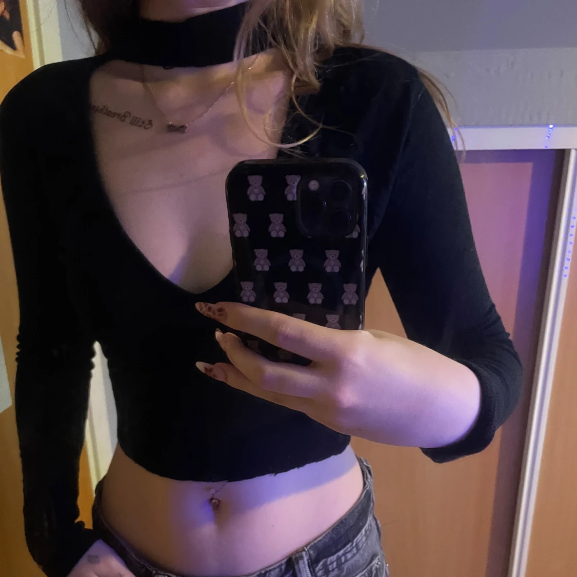 Svart fin topp med öppen rygg - 3