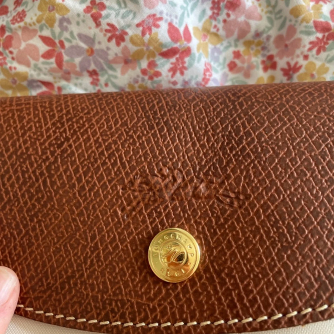 Beige Longchamp axelväska med skinn - 2