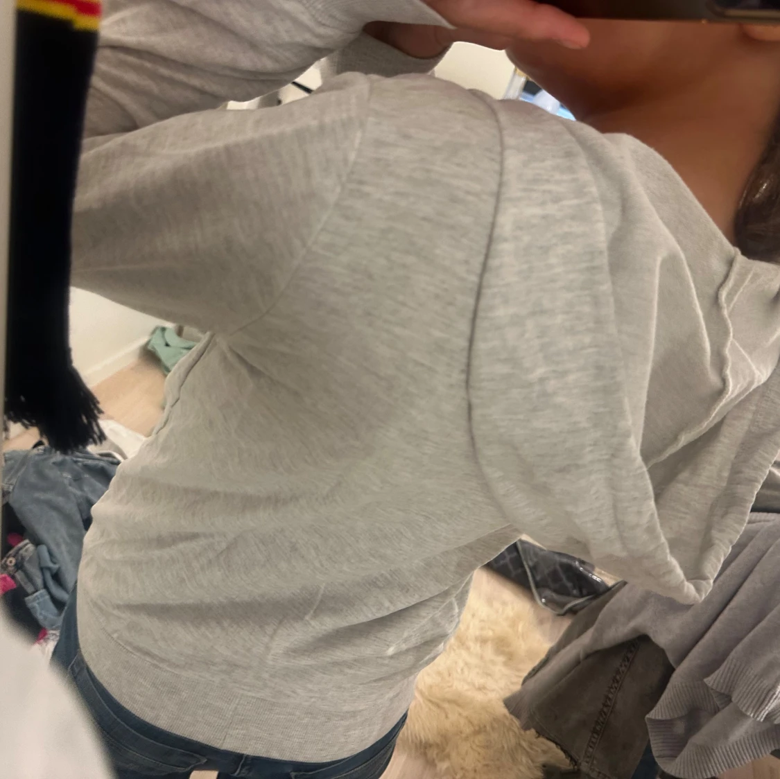 Ljusgrå hoodie med dragkedja - 1