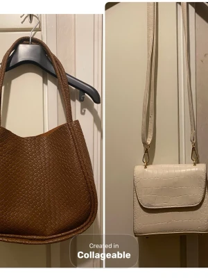 Brun väska & gräddvit väska - Två väskor sälj för 100kr tillsammans. Den bruna har aldrig använts och den gräddvita är i bra skick. 