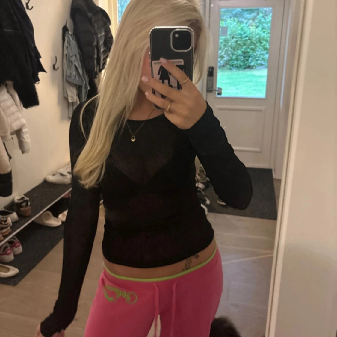 Svart tight långärmad meshtröja - 1