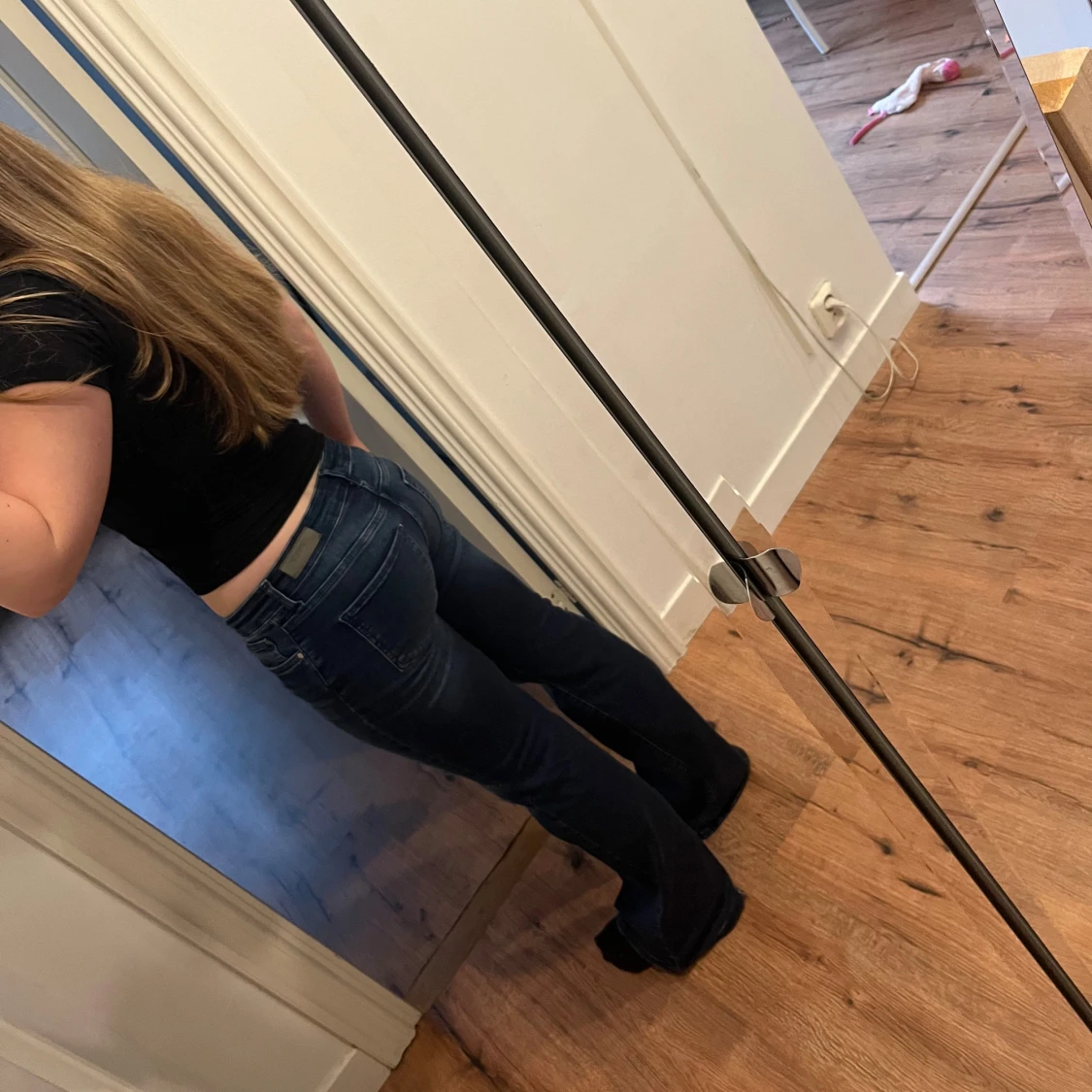 Blå bootcut jeans med låg midja - 2