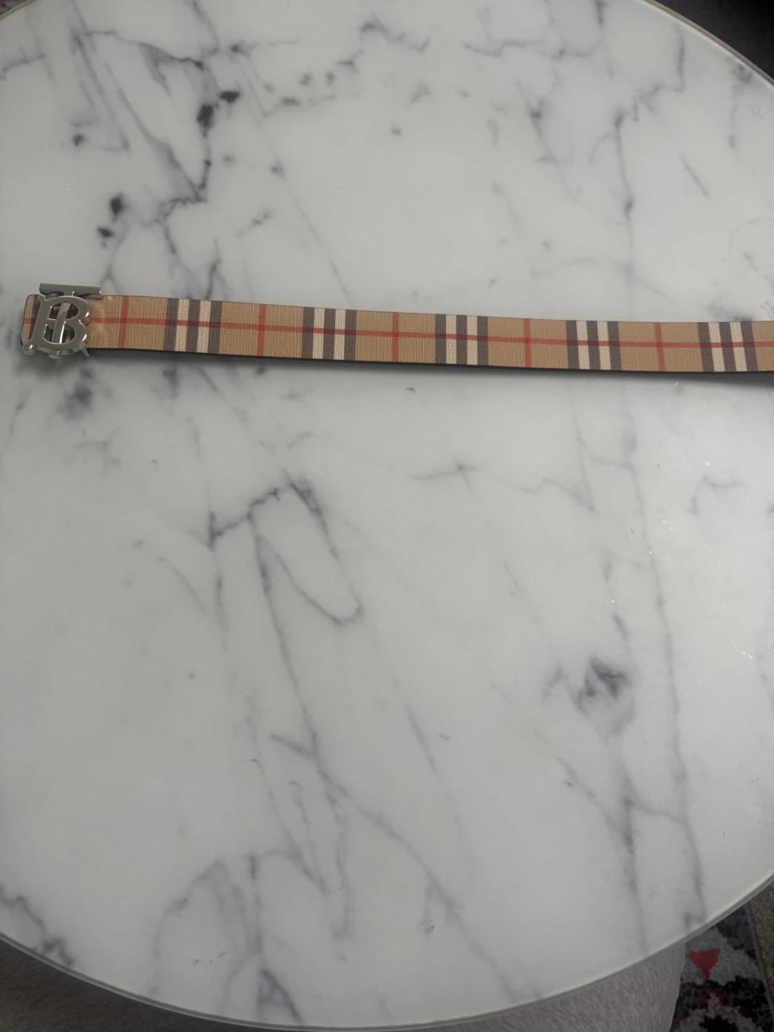 Rutig Burberry bälte med silverfärgat spänne - 2