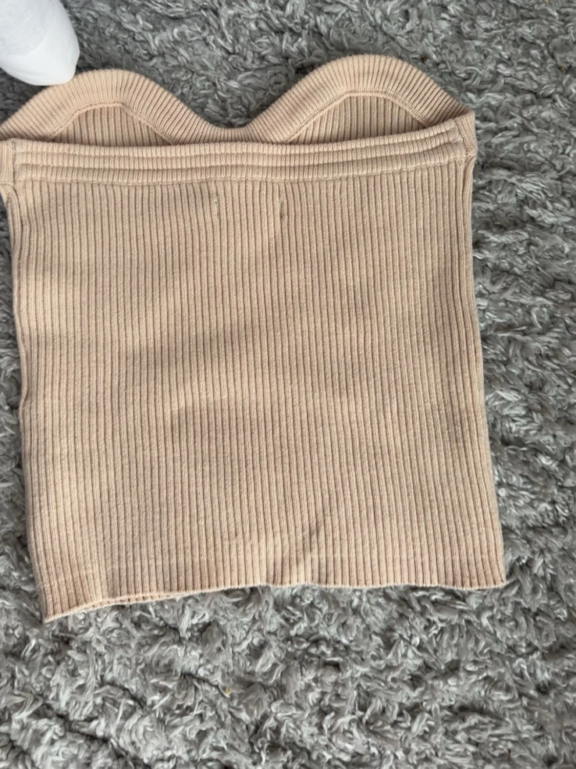 Beige ribbad tubtopp - 2