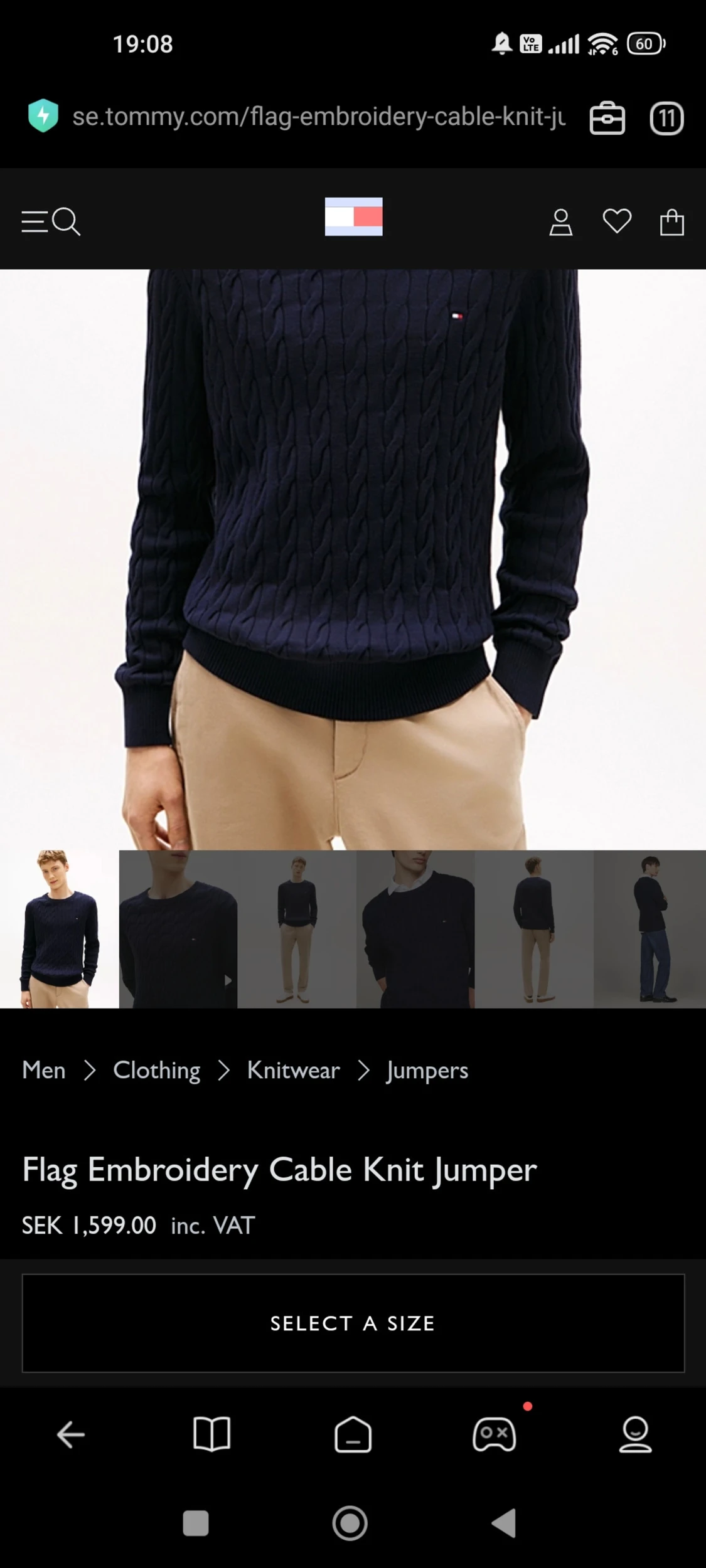 Marinblå stickad tröja Tommy Hilfiger - 1