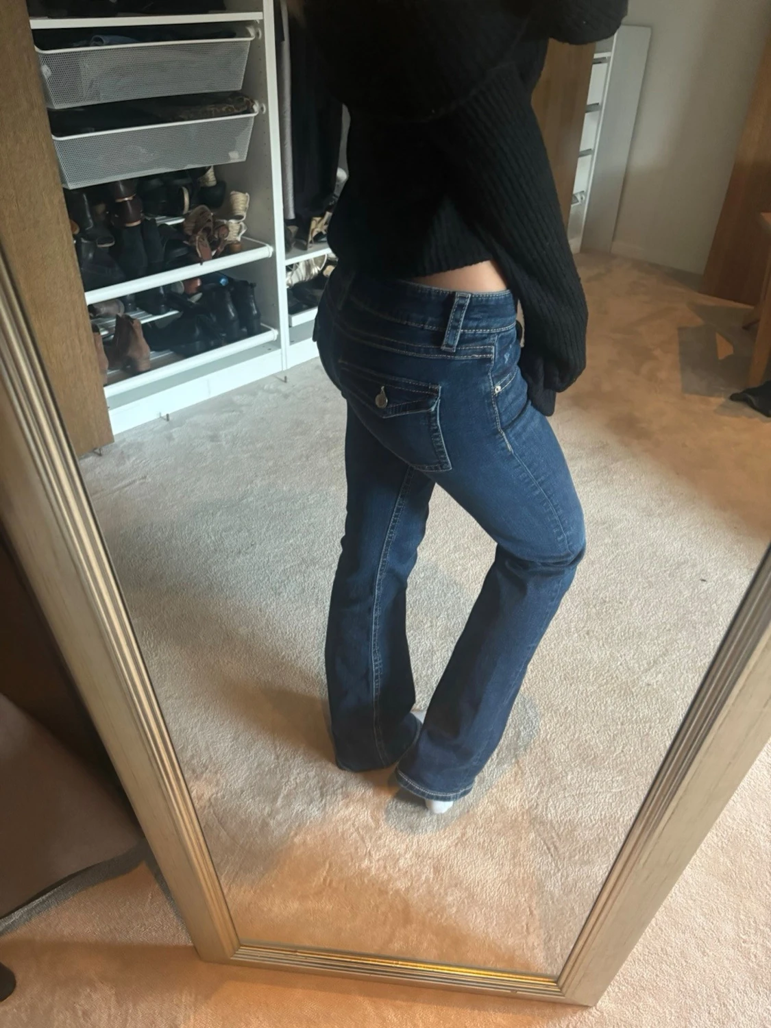 Blå bootcut jeans med låg midja - 2