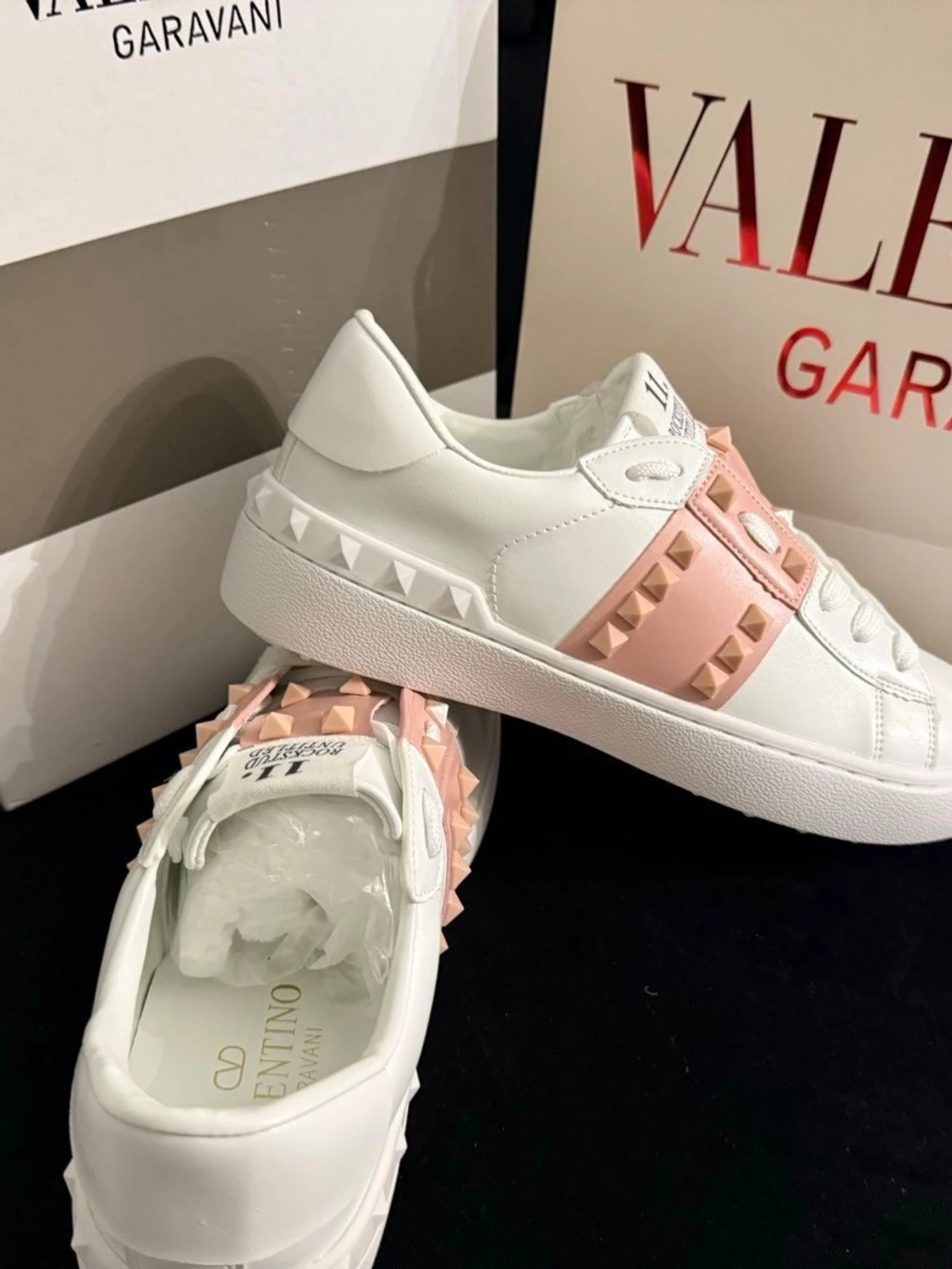 Valentino Rockstud sneakers vit/rosa