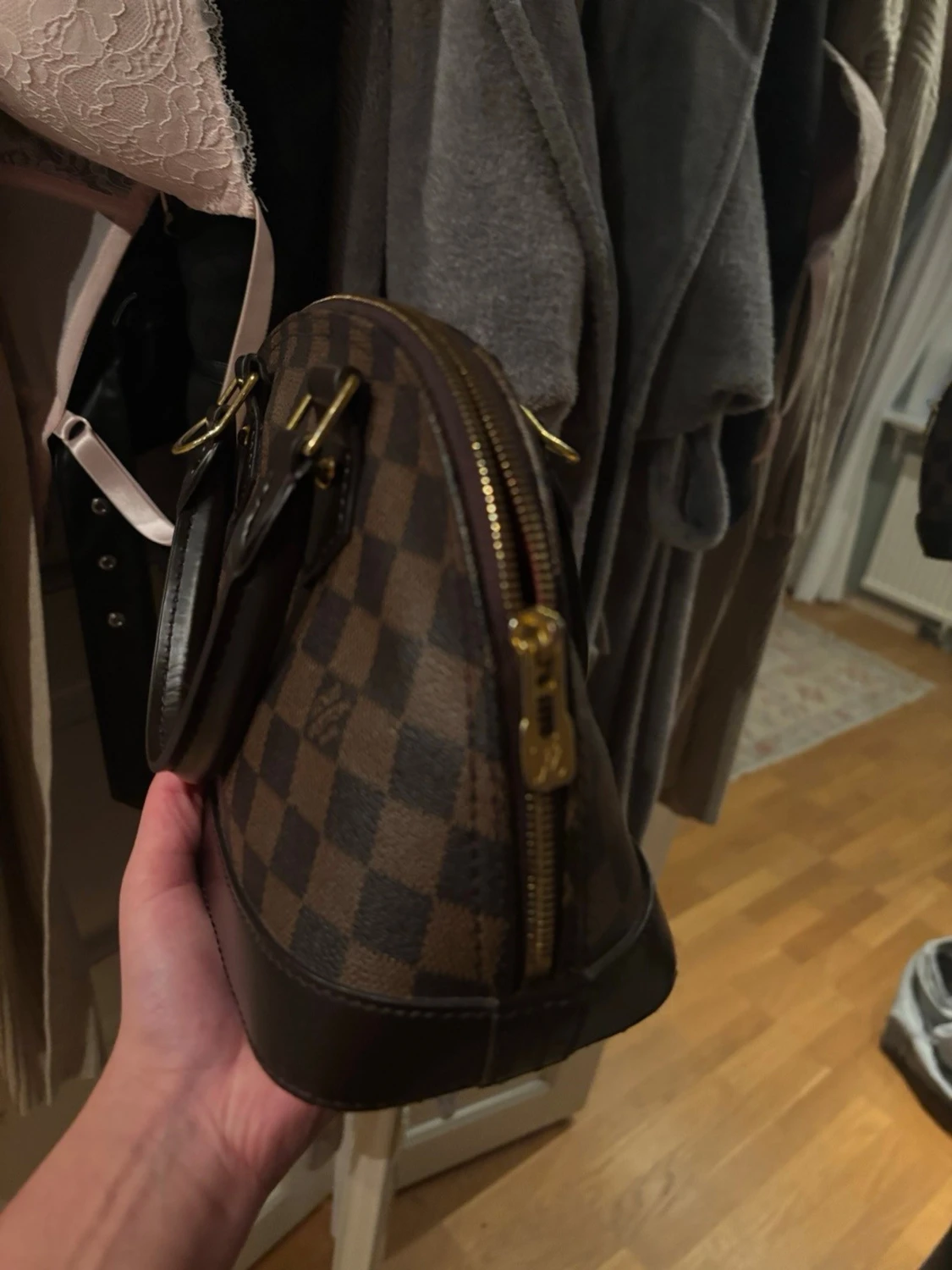  brun rutig handväska - 1