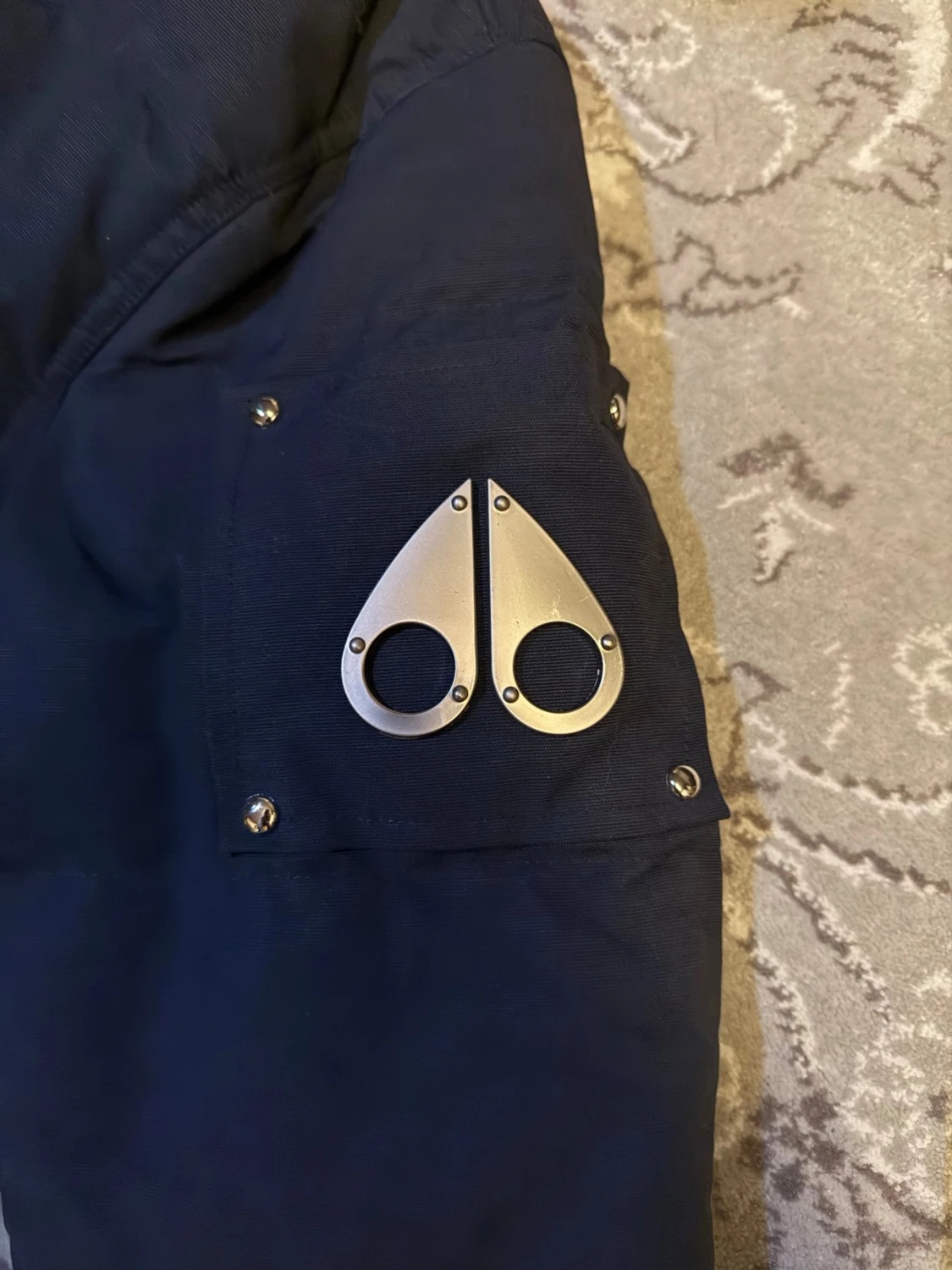 Moose Knuckles blå dunjacka med päls - 1