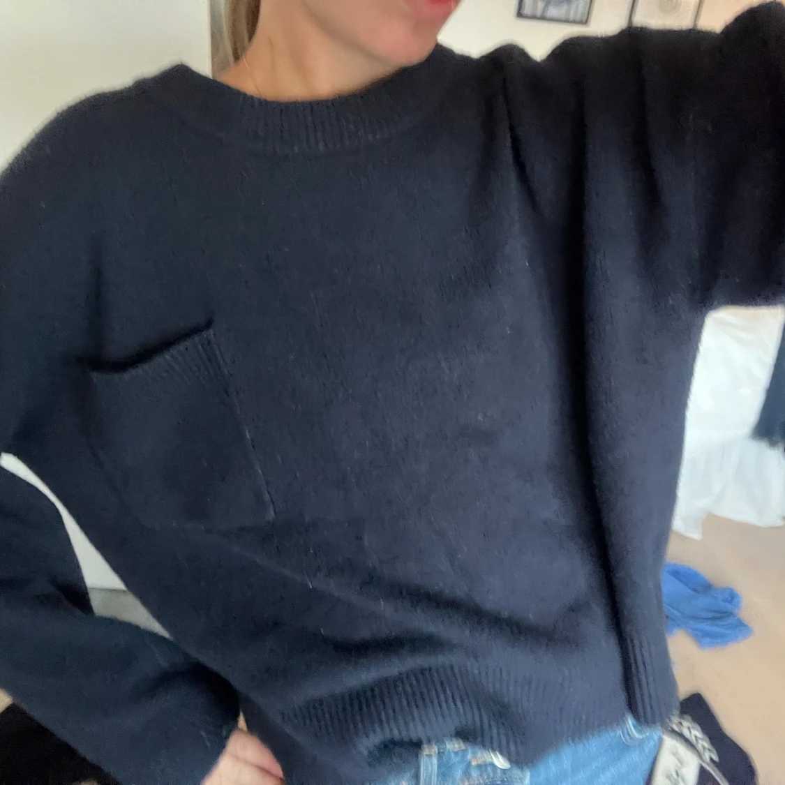 Mörkblå stickad tröja från Zara