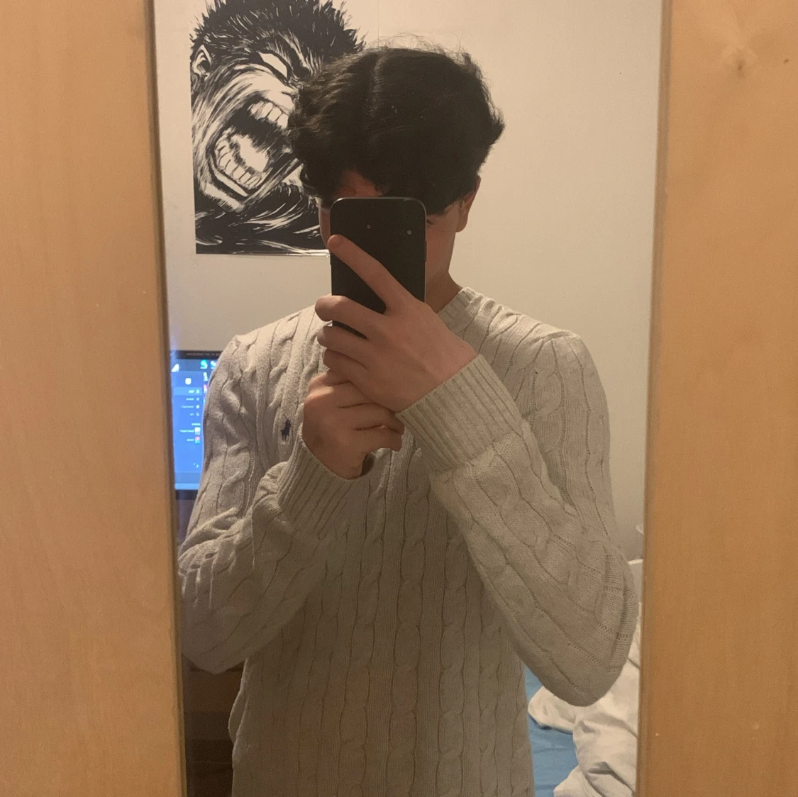 Ljusgrå kabelstickad tröja Polo Ralph Lauren - 4