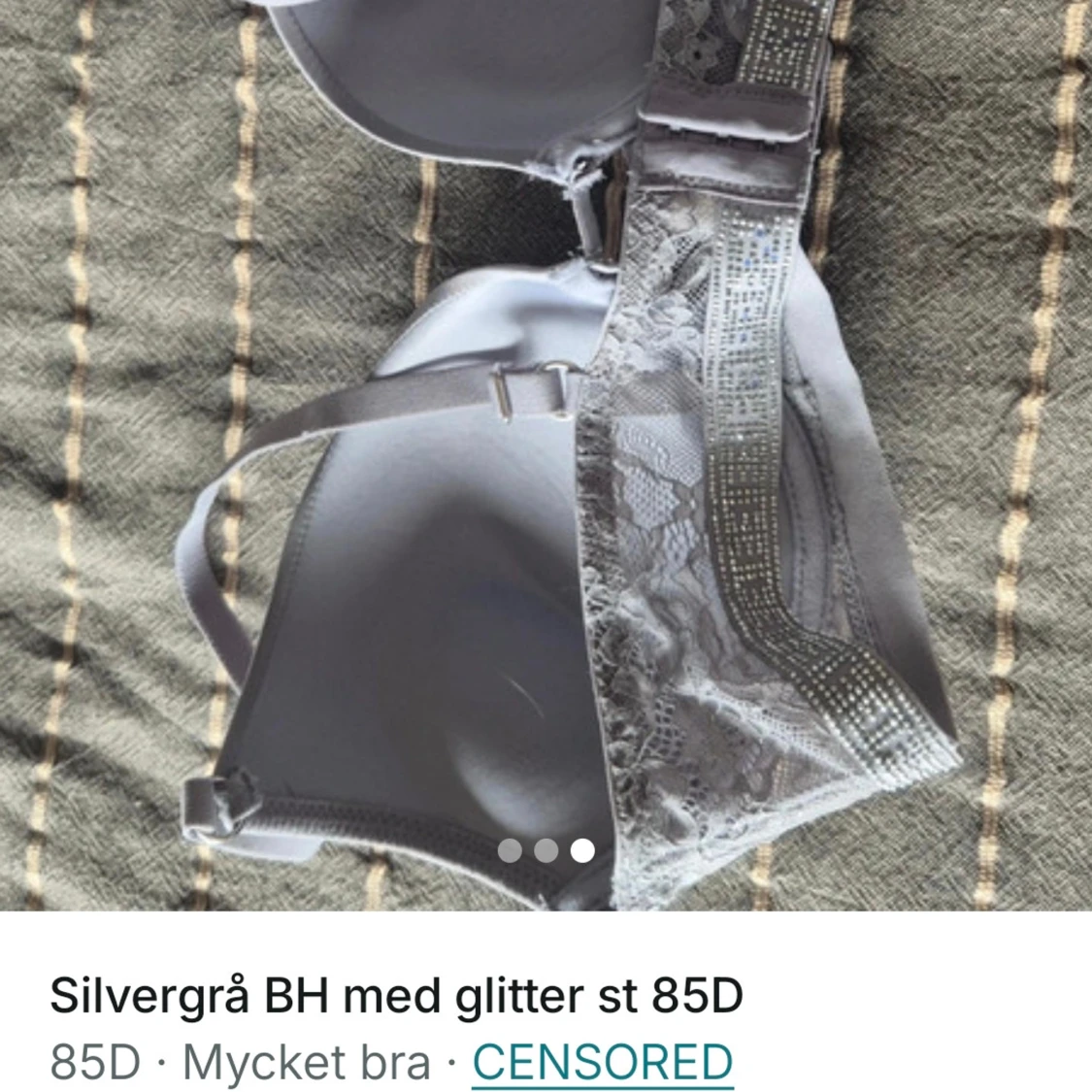 Silvergrå glittrig BH 85D - 2