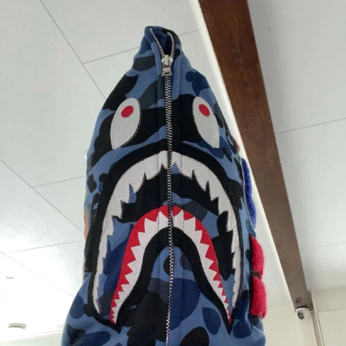 BAPE blå camo shark hoodie - 1