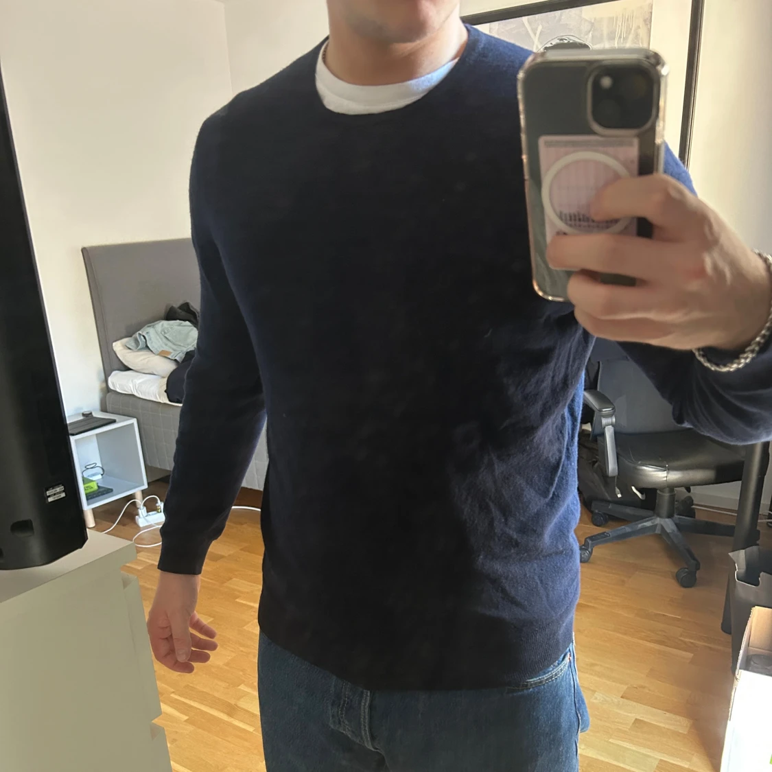 Mörkblå kashmirtröja Massimo Dutti