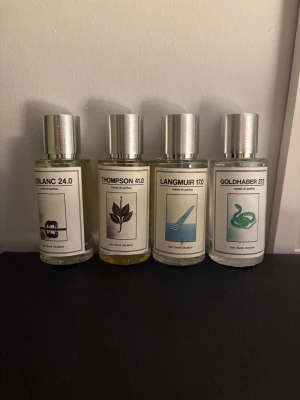 One bold chemist Parfymset 4 pack  - Fyra Eau de Parfum-flaskor från One Bold Chemist: Leblanc 24.0, Thompson 41.0, Langmuir 17.0 och Goldhaber 27.0. PDM Layton, TF tobacco vanilla, LV imagination, God of fire - (alla flaskorna är fulla endast test sprutade 1/2 gånger)