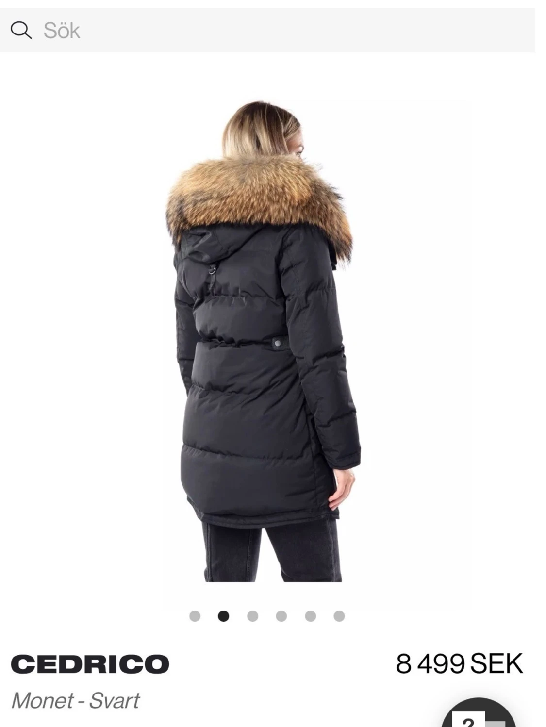 Svart dunjacka med päls från Cedrico - 3