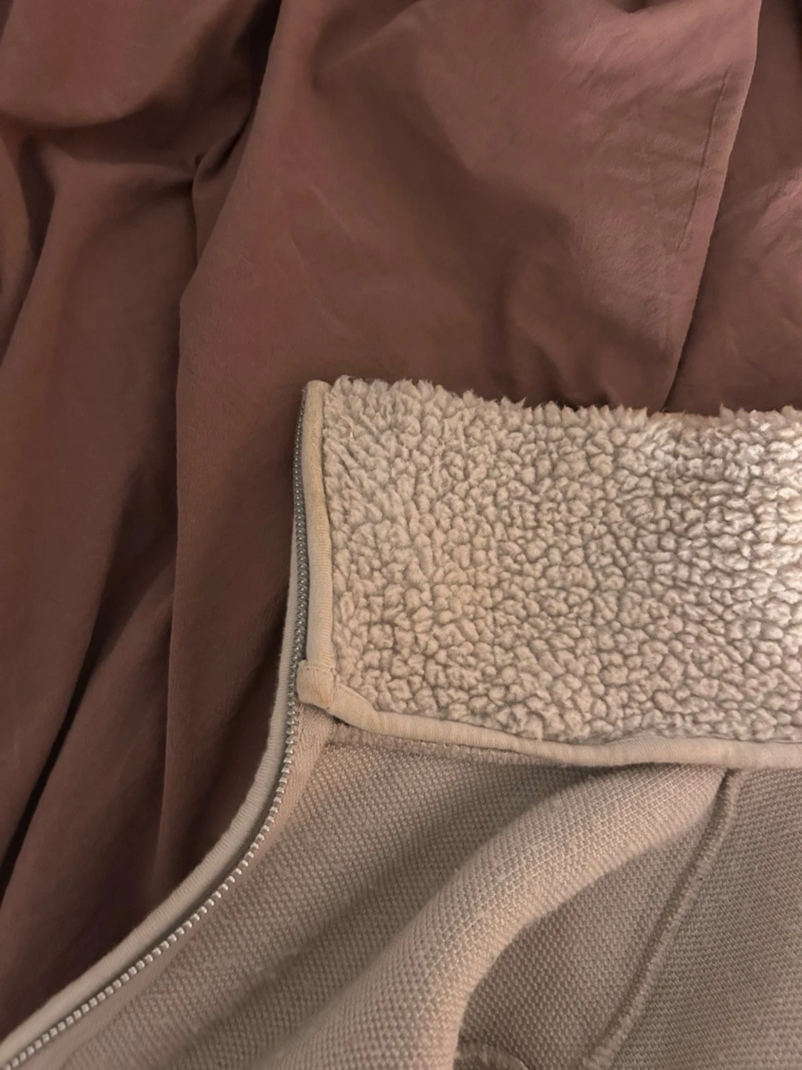 Beige teddyjacka med dragkedja - 1