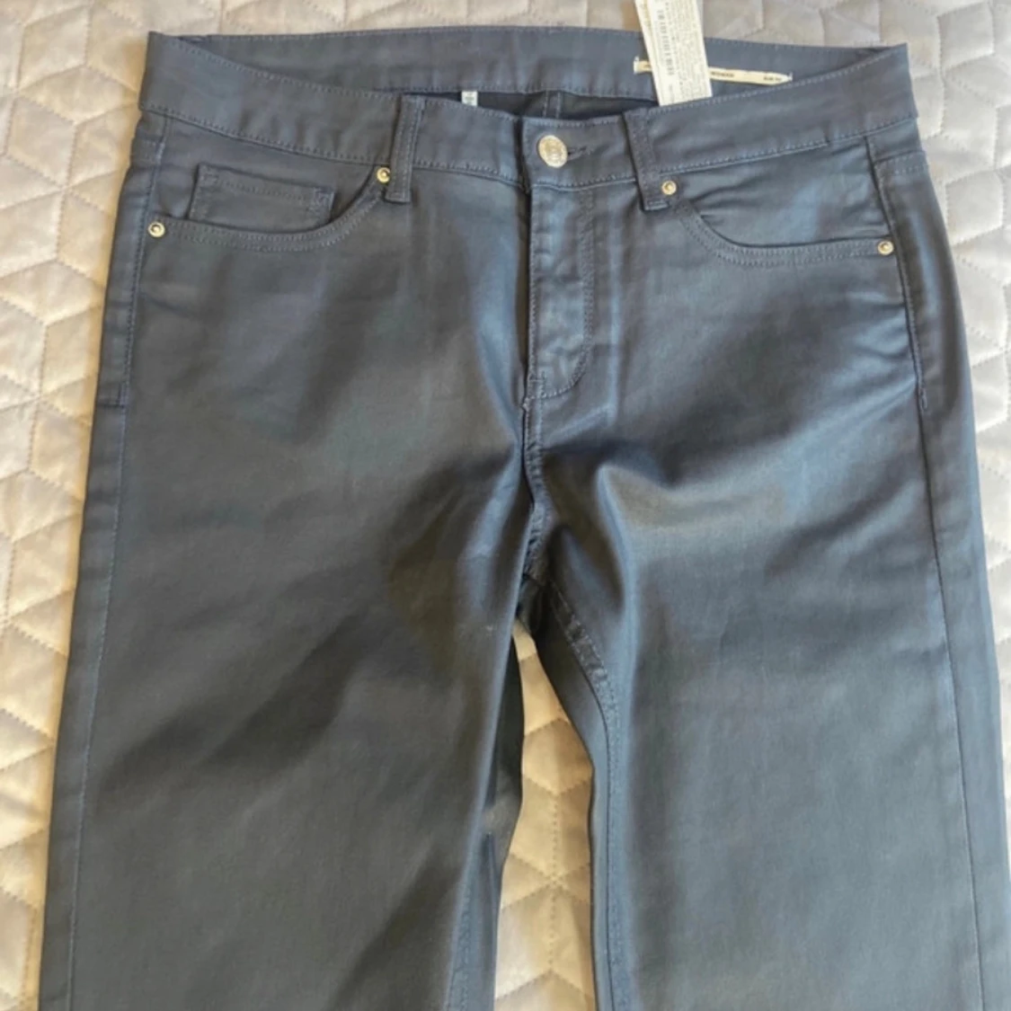 Mörkblå slim byxor från Zara Woman - 1