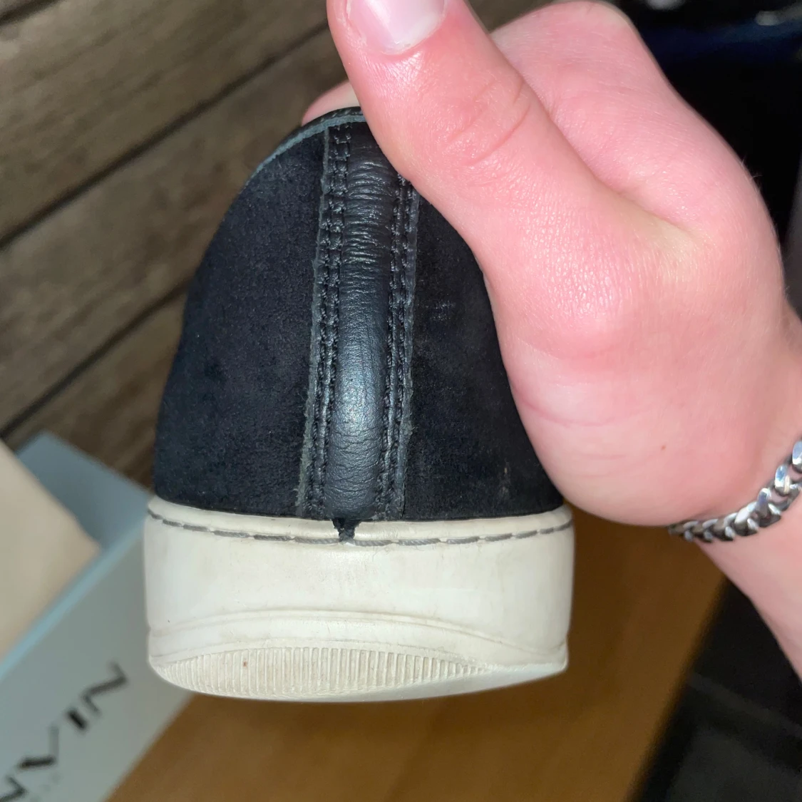 Svarta sneakers från Lanvin i mocka - 4