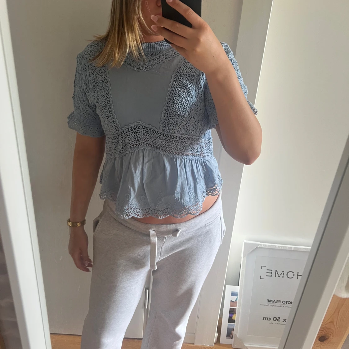 Blå spetsblus från Zara - 1